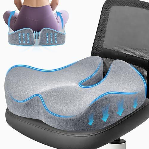 Almofada para cadeira de escritório: Almofada ergonômica de espuma de memória, travesseiro de alívio da dor ciática no cóccix, travesseiro de bumbum de mesa para cadeira de escritório, assento de