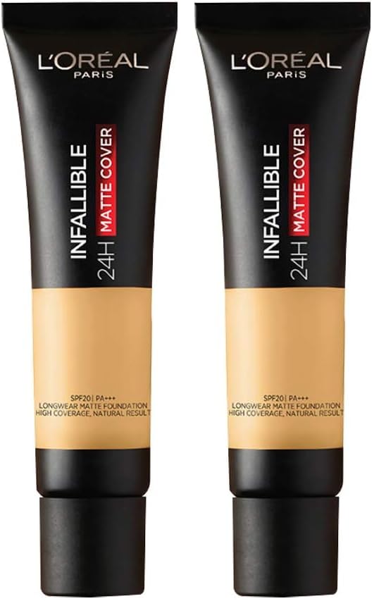 Image of L'Oreal Paris Liquid Foundation, Waterproof, Sweatproof And Heatproof, Oil-Control, Infallible 24H Matte Cover, 240 Natural Honey, 35 Ml (Pack of 2)