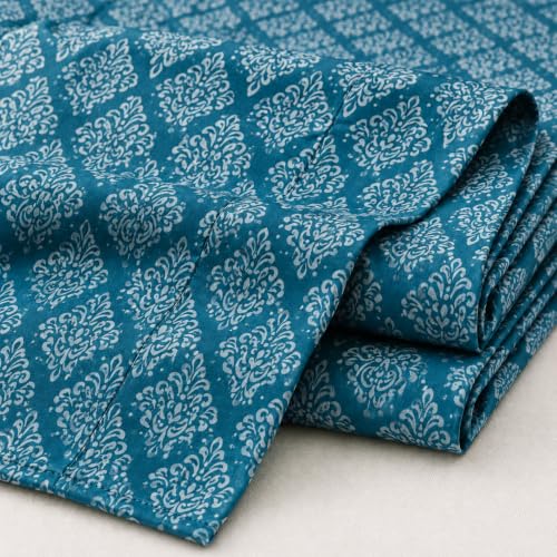 Image of DECOR2ADMIRE 400 TC Cotton Bedsheet with 2 Pillow Covers, Premium Damask Self Design Bed Sheet for Double Bed (Teal, Double King)