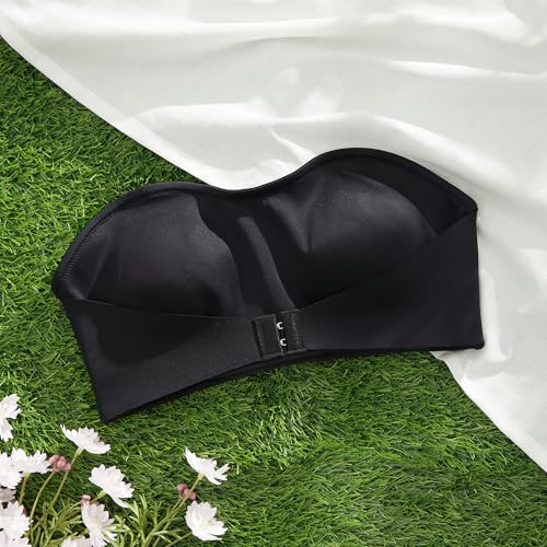 Image of DEANGELMON Strapless Bras for Women Non-Slip Silicone Bandeau Bra Non-Padded Wireless Front Closure Tube Top Bralette(1P1,S)