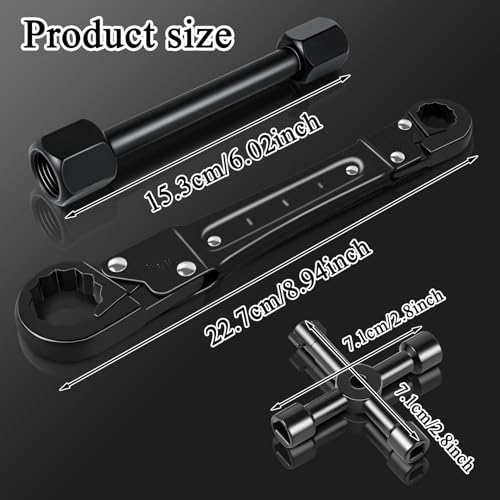 Ponpon Angle Stop Wrench Kit, Plumbing Tools, Angle-on Plumber Wrench for Quick And Hassle-Free Angle Stop And Supply Nut Installations(Black-A) - Image 3
