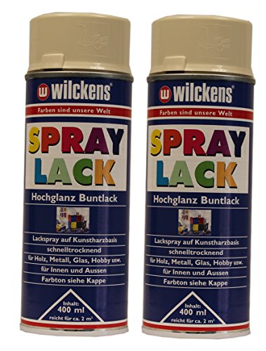 2 x Wilckens Spraylack Hochglanz Buntlack 400ml, Farbe (RAL):RAL 1015 Hellelfenbein