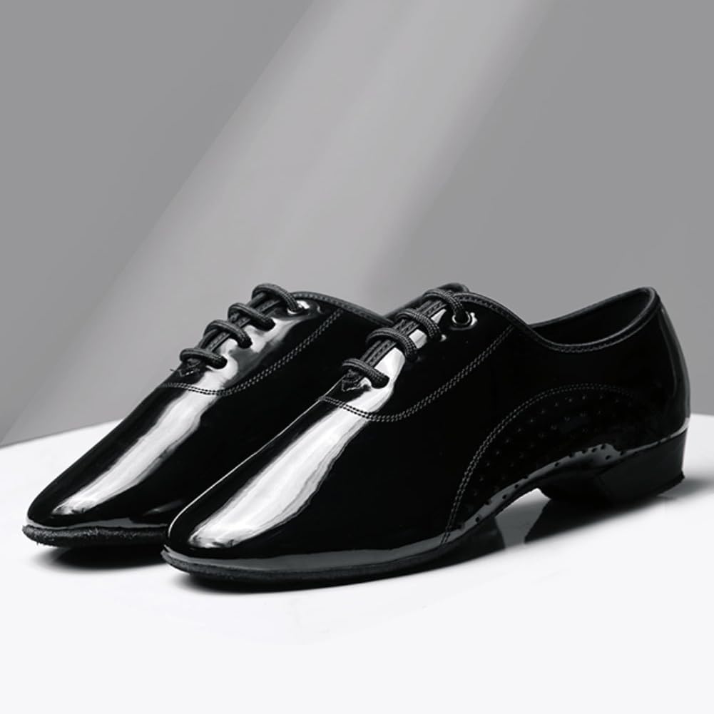 HIPPOSEUS Boy's Ballroom Dance Shoes Black Tango Salsa Latin Dancing Teaching Shoes,Model KCBD