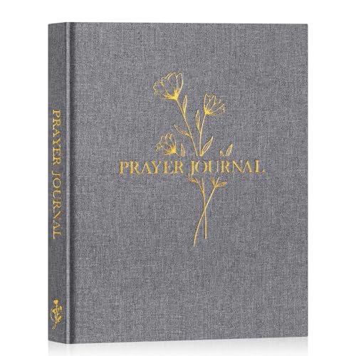 Lanpn Bible Prayer Journal for Women Men, 68 Weeks Linen Bible Study Journal Christian Prayer Notebook Planner with Scripture Verse, Devotional Journal Religious Christian Faith Gifts Women, Grey