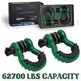 AyA Gear D Ring Shackle (2 Pack) 62,700 Ibs Break Strength with 7/8' Screw Pin and Shackle Isolator...