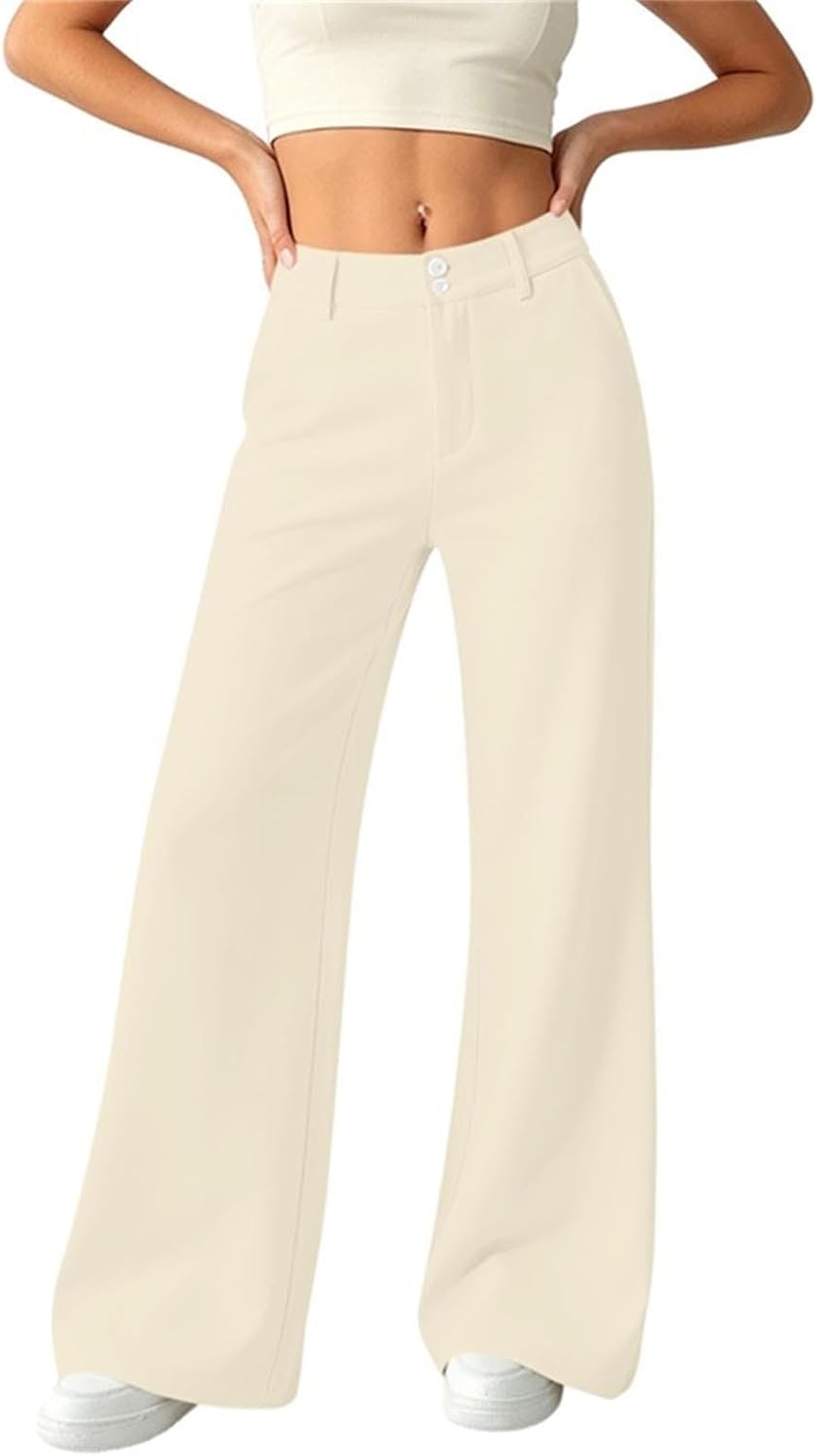 Women's High Waist Flare Pants Wide Leg Stretch Bell Bottom Trousers with Pocket Solid Business Casual Bootcut Pant