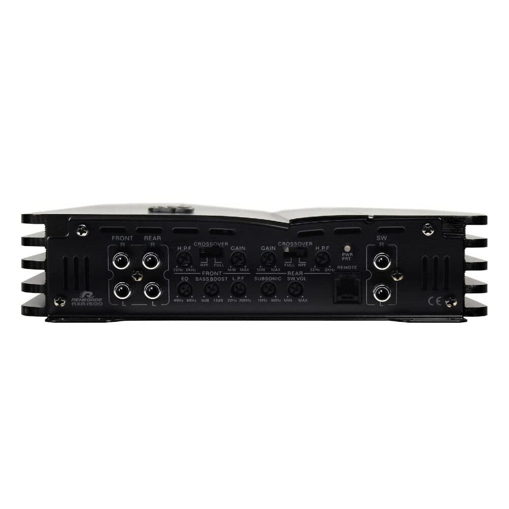 KIT SET PER RENEGADE RXA1500 RXA 1500 1 amplificatore nero 5 canali classe a/b 4 x 100 + 1 x 350 watt rms 4 x 200 + 1 x 700 watt max 1500 watt max per auto car, 1 pezzo + 3 sticker omaggio