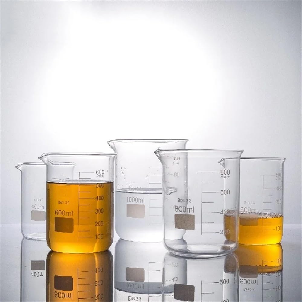 Attrezzature e forniture di laboratorio Becher da 2000 ml, forma bassa, in vetro borosilicato 3., con graduazione e beccuccio, attrezzatura laboratorio