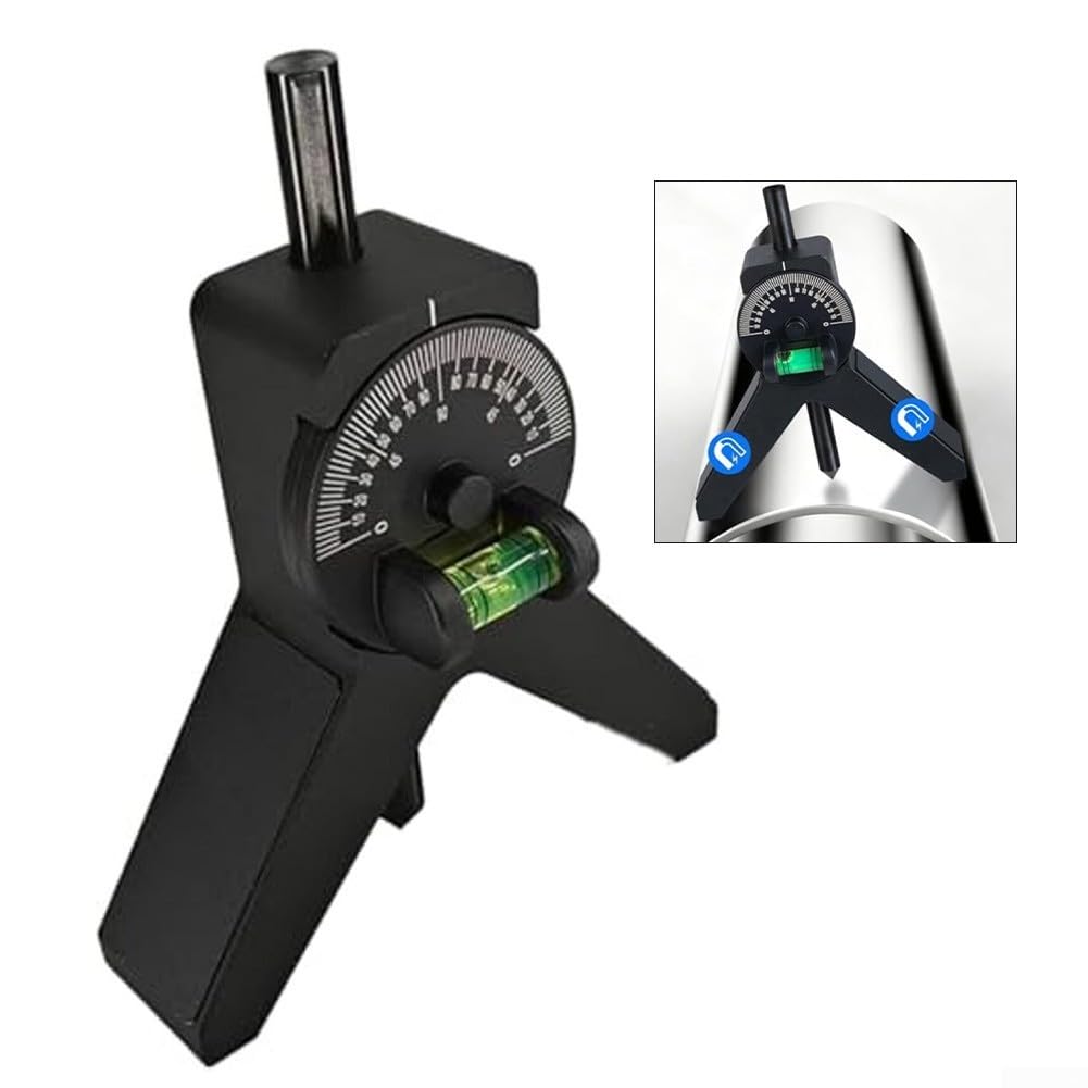 Cabezal de centrado magnético en forma de Y buscador de centro de tubería con escala ajustable y alineación precisa de nivel de burbuja, herramienta de instalación de tuberías, negro (45°)