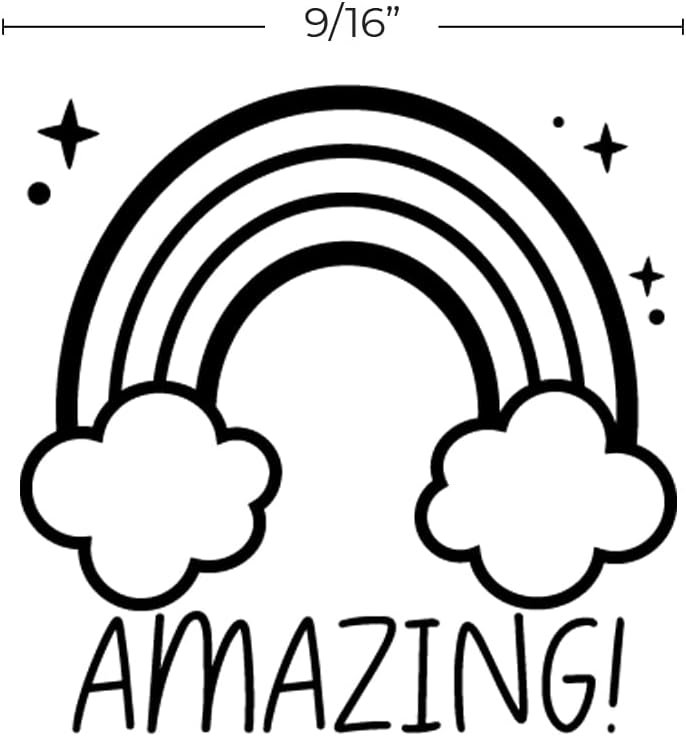 Amazing Magical Rainbow Stamp / 2000 Plus Self Inking School Teacher Reward Stamper / 9/16" Small Black Ink Imprint/Homework Worksheet Classroom Grading Reward Stamp image 5