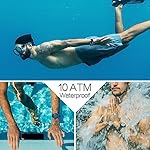 Swimming and Diving Wristwatch 10 ATM Waterproof Sports Watchwith Multiple Functions of Alarm Clock, Stopwatch, Countdown, Dual Time, 12 and 24 Hour Format Switchable, Silicone Band - Image 2