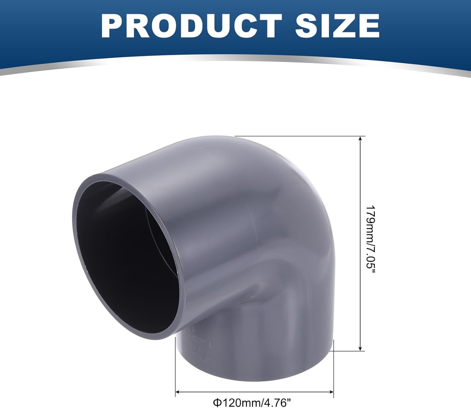 PATIKIL 5" OD Elbow 90 Degree Duct Connector, PVC Plastic Dryer Hose Connector Pipe Fitting Adapter Coupling for Vent Hose or Straight Pipe Systems DIY Home Factory Industrial, Gray
