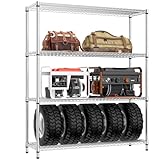 IZEUK 3400 LBS Garage Shelving Wide Storage Shelves 4 Tier Metal Shelves Heavy Duty Adjustable Utility Shelf Rack Chrome 17.7' D x 59.1' W x 70.4' H