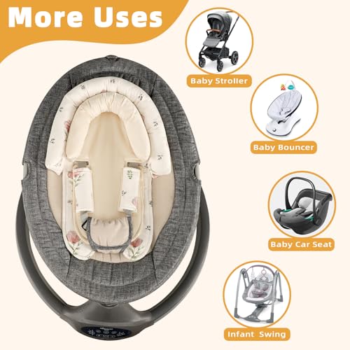 Image of SWESEN Infant Car Seat Insert & Strap Covers, Car Seat Head Support for Baby Girls Boys, 2 in 1 Soft Plush Car Seat Insert for Newborns, for Infants Aged 0-12 (Simple Floral)