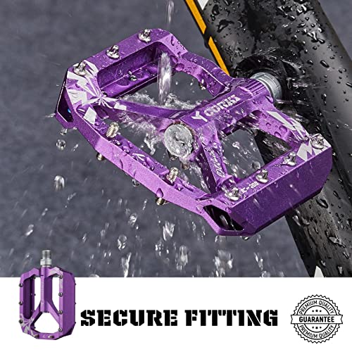 Corki Cycles Extra Large Flat Mountain Bike Pedals, Aluminum Alloy Mtb Pedals, 4” Wide Platform Pedals - 9/16”- Purple #TOP3
