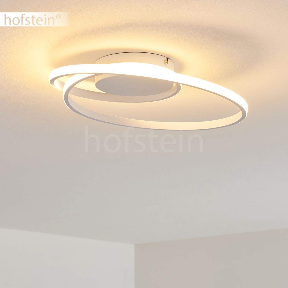 HOFSTEIN LED Deckenleuchte Leksund, dimmbare Deckenlampe aus Metall in Weiß mit Lichteffekt, dimmbar über Lichtschalter, max. 24 Watt, 2200 Lumen, 3000 Kelvin, Esszimmer, Wohnzimmer, Schlafzimmer