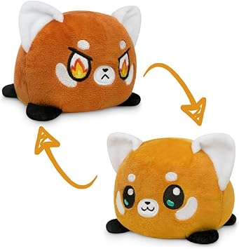 TeeTurtle - The Original Reversible Red Panda Plushie - Orange - Cute Sensory Fidget Stuffed Animals That Show Your Mood 3.5 inch