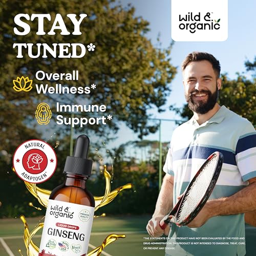 Wild & Organic Ginseng Tincture - Korean Red Panax Ginseng Extract Liquid - Immune Support Drops W/Korean Red Ginseng - Alcohol-Free Red Ginseng Liquid For Immunity - Vegan Ginseng Supplement thumb #1