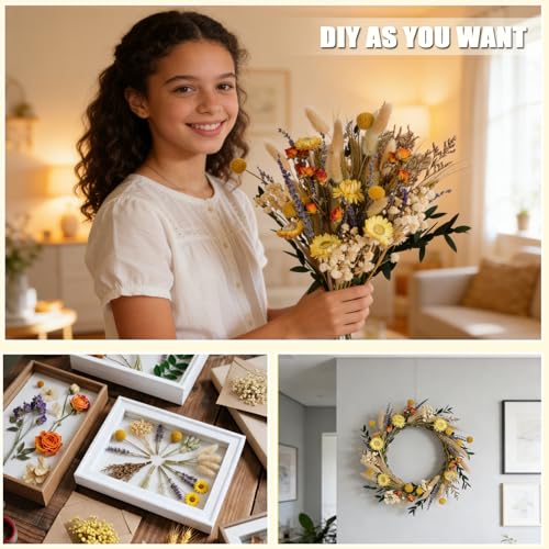 Set de flores secas naturales DIY, 130 piezas variadas miniatura 6