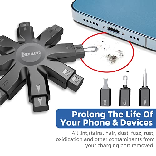 Ordilend Kit de limpeza de telefone, limpeza de porta de carregamento para relógio de telefone iPad,