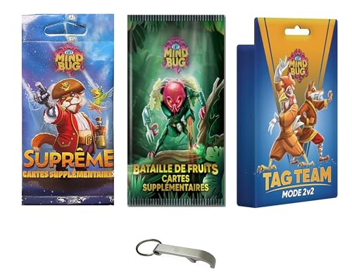 Blumie Shop Lot Extensions Mindbug en Français : Tag Team + Promo Pack Suprême + Bataille de Fruits + Decap