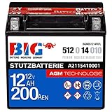 12V 12Ah Batterie von BIG mit AGM-Technologie ersetzt die Mercedes A211 541 0001 und die BMW 61217586977