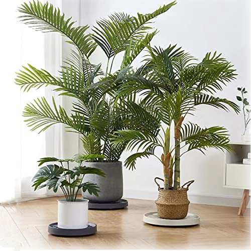 13.6Inch 3Piece Circular Plant Caddy And 5 Wheels,Large Sturdy Pot Holders，Sturdy Caddy Garden Rolling Planter Trolley ,Plant Stand With Wheels, Tray For Heavy Planters, Load Capacity 190 Lbs ( White) #TOP5