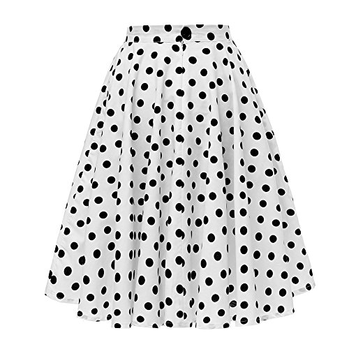 Women's 50s Vintage Inspiration Polka Dot Floral Rockabilly Full Swing Skirt2