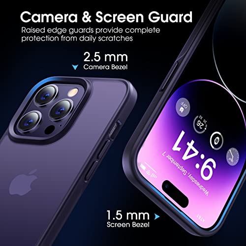 Casekoo [Sgs Tested] Newly Matte Purple Iphone 14 Pro Max Case [10Ft Mil-Grade Protection] Anti-Fingerprints & Anti-Scratch Translucent Back Anti-Slip Frame Iphone 14 Pro Max Phone Case, Purple #TOP2