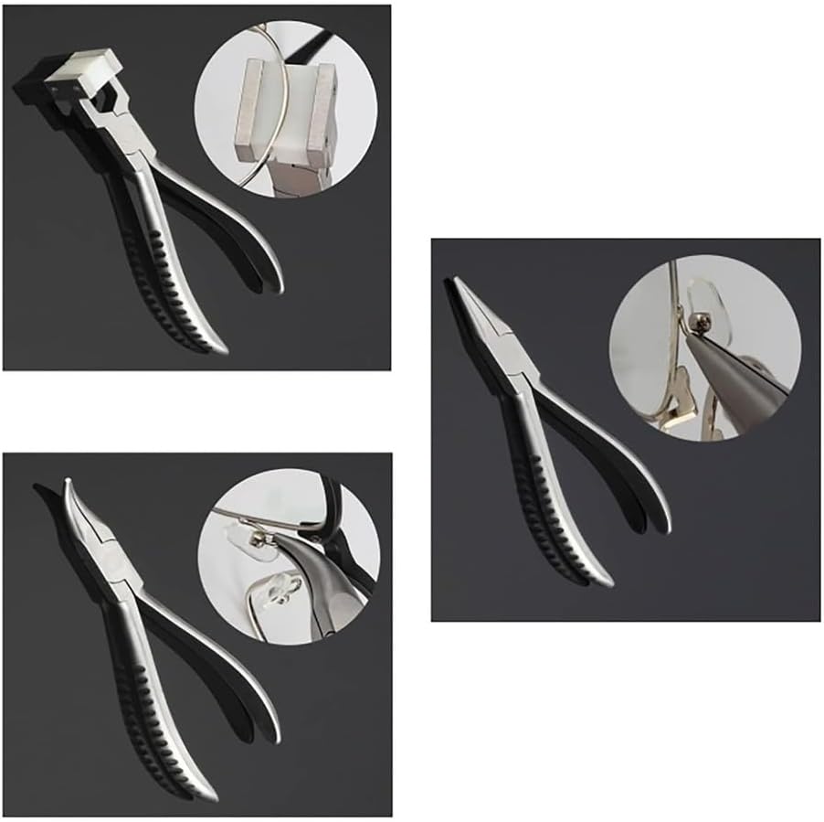 Professional Eyeglasses Repair Kit - Eyeglass Pliers Set Glasses Frame Adjustment Tools with 8 Pliers 6 Screwdriver 1 Tweezers 1 Crochet Hook, for Eyeglasses Stores and Home