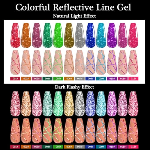 Esmalte decorativo en 12 colores gel purpurina kit delineador reflectante uñas casa 5