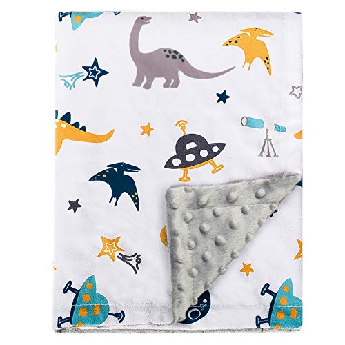 Image of HOMRITAR Baby Blanket for Kids, Super Soft Minky with Dotted Backing, Toddler Dinosaur Blanket 30 x 40 Inch(75x100cm)