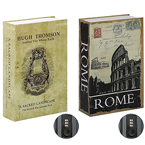 Jssmst Diversion Book Safe With Combination Lock, Secrect Hidden Safe Lock Box For Home Office Code Lock Money Box High Capacity, 9.5 X 6.2 X 2.2 Inch, Smbs019Hl Hugh Lyre Bundle With Rome #TOP7