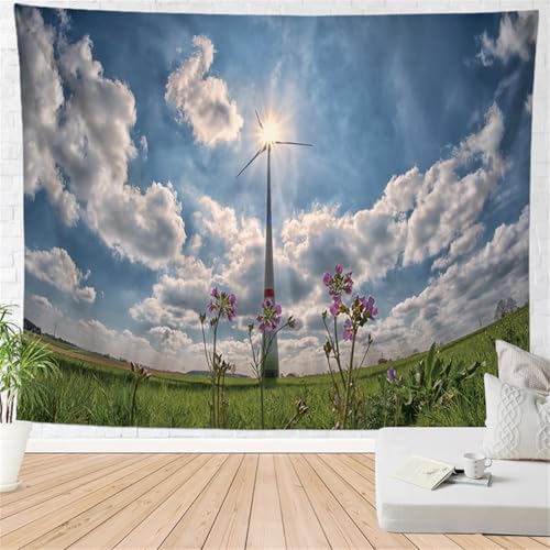 Hixingo Tapiz Decorativo Pared, Tapiz de Pared con Diseño de Impresión de Campo 3D, Murales Decorativos Pared Tapiz Pared, Decoración para Dormitorio, Salón (Cielo Azul,150 * 200cm)