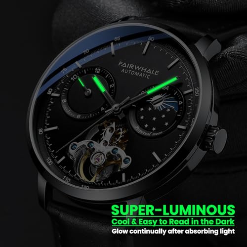Image of WeCool Fairwhale Automatic Mechanical Watch for Men Luxury Skeleton Analog Men's Watch 50M Waterproof Luminous Unique Cool Wrist Watchs | Best Gift for Males