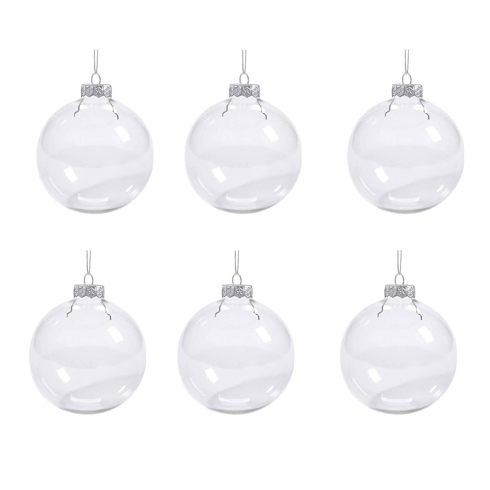 Amazon.co.jp: 6 個クリスマスボール透明ガラスボールペンダント