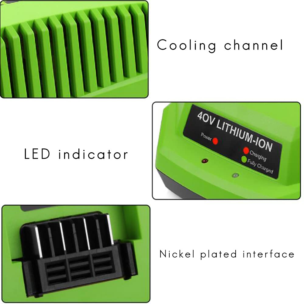 Caricabatterie da 40 V al litio per GreenWorks 29482 G-MAX Batteria agli di litio da 40 V 29472 29482 29652 G40825 Spina UE