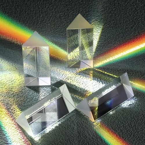 Image of Copkim 4 Pcs Clear Glass Prisms K9 Crystal Triangular Prism for Physics Teaching Photo Rainbow Photography Light Prisms for Refracted Light Spectrum Students Presents Gift(2.5 Inch)