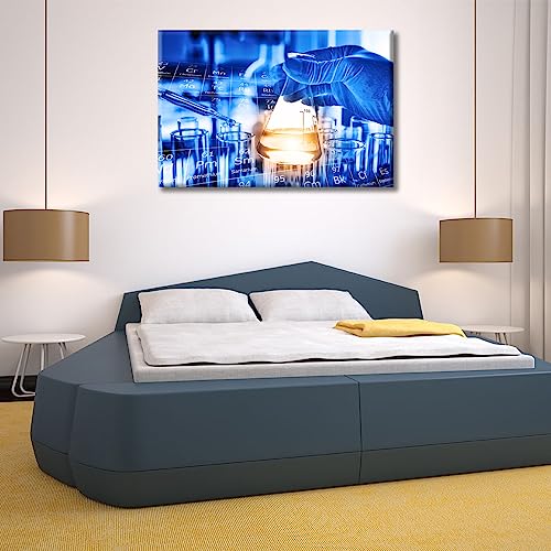 Image of Canvas Wall Art Clinical Laboratory Artwork Pictures Wall Art 1 Panel Scientist Hand Holding Test Tubes Laboratory Research Posters and Prints Wall Art for Living Room Framed Ready to Hang , 24 inchWx36 inchH