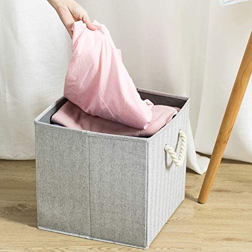 Onlycube 3 Pack Foldable Storage Bins For Cube Organizer With Cotton Rope Handles And Label Holders, Collapsible Basket Box Organizer For Shelves And Closet- Gray 13X13X13 Inch #TOP7