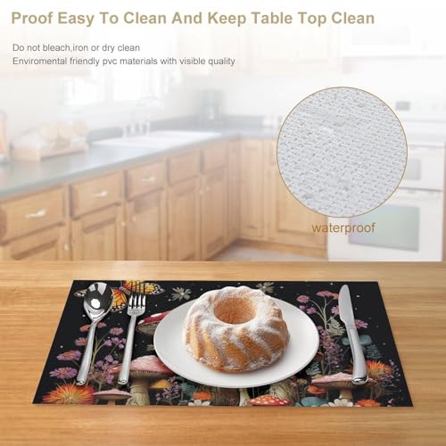 Set de table lavable en PVC noir décoration de table repas lot de 4 - 5
