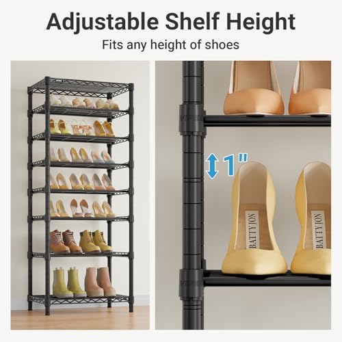 Image of VIPEK S1 Shoe Rack, 8-Tier Metal Durable Shoe Organizer, Heavy Duty Large Capacity Up to 24 Pairs, Adjustable & Detachable Shoe Shelves for Entryway /Bedroom /Closet, Holds Up to 544 lbs, Black