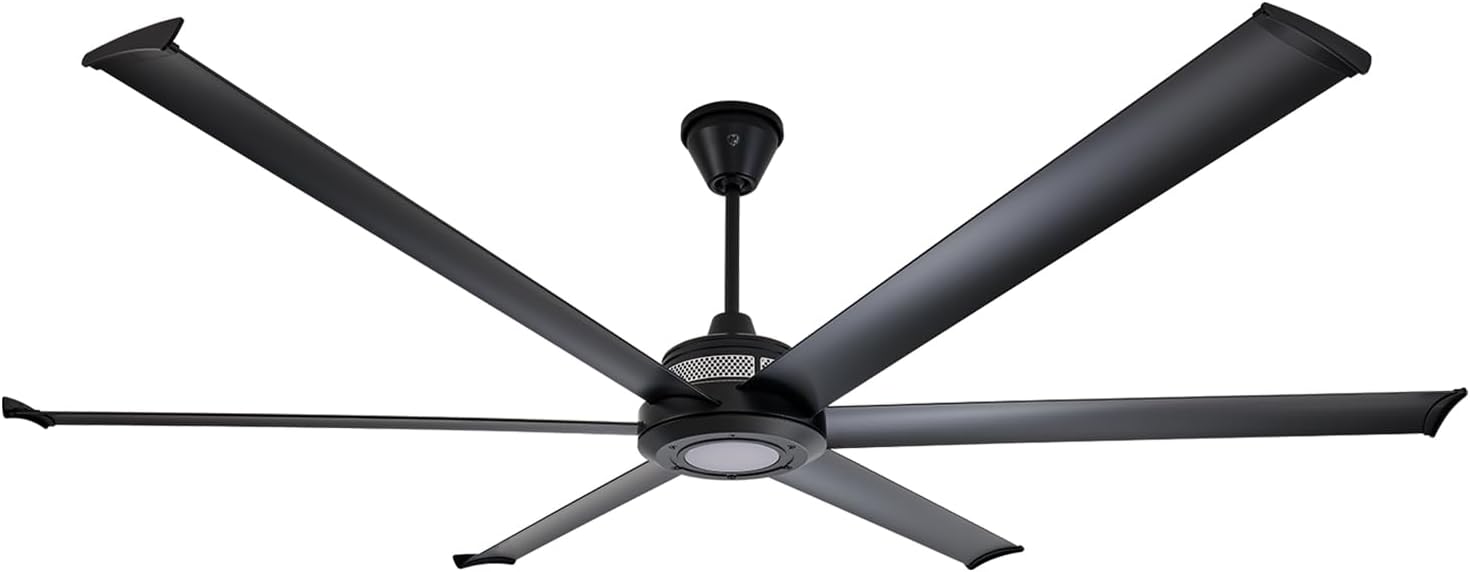 Big Ass Fans Mammoth 84" Outdoor Ceiling Fan w LED Light – Black Finish – Smart Wi-Fi Fan w Remote & Voice Control – Quiet Wet Rated Patio Fan – 15,683 CFM – Modern Industrial Design – 3 Yr Warranty