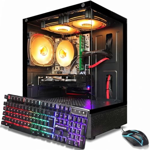 Image of STGAubron Gaming PC Desktop Computer, Intel Core i5 up to 3.6GHz, Radeon RX 590 8G, 16GB RAM, 1T SSD, WiFi 6, BT 5.0, RGB Fan x3, Windows 11 Home