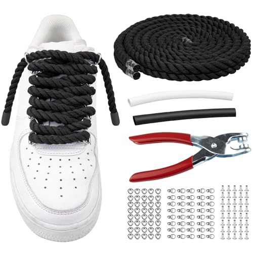 [Endoto] ���[�v �V���[���[�X for Air Force 1 for �G�A�t�H�[�X1�A�t�� DIY �J�X�^�� �A�N�Z�T���[ �W�����{ �����p �C�R �C�Ђ� ���Ђ� Shoe Laces Shoelaces(�F: �u���b�N�A�T�C�Y:12.7MM)