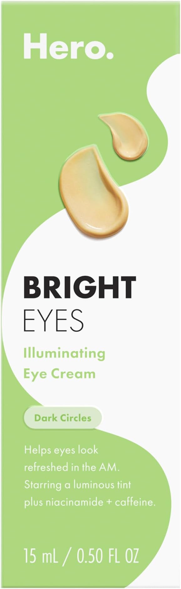 HERO COSMETICS Bright Eyes Illuminating Eye Cream - Reduces the Look of Dark Circles With Multiple Applications - Featuring a Stainless Steel Tip for a Cooling Effect (0.5 fl oz)