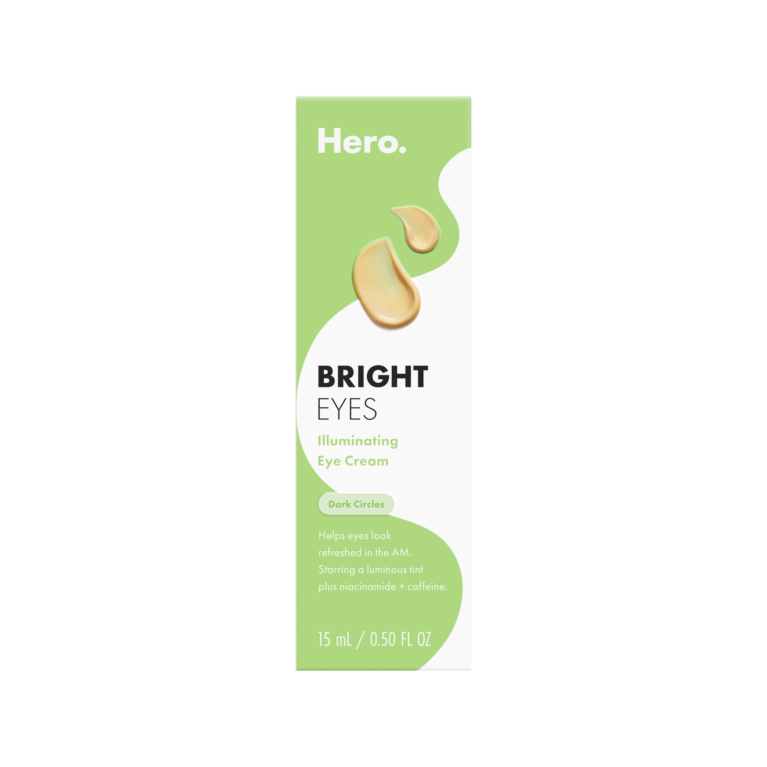 HERO COSMETICSBright Eyes Illuminating Eye Cream - Reduces the Look of Dark Circles With Multiple Applications - Featuring a Stainless Steel Tip for a Cooling Effect (0.5 fl oz)