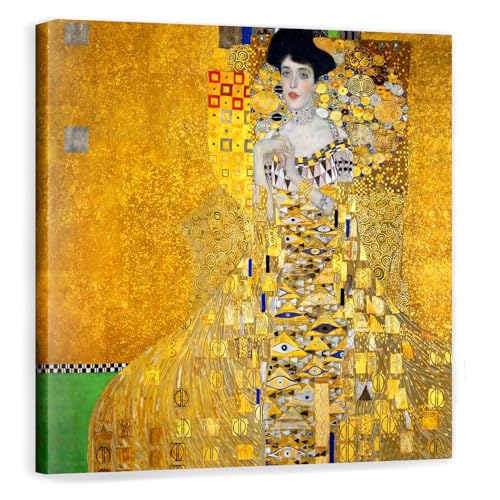 Femme en or Gustav Klimt toile murale encadrée pour chambre romantique