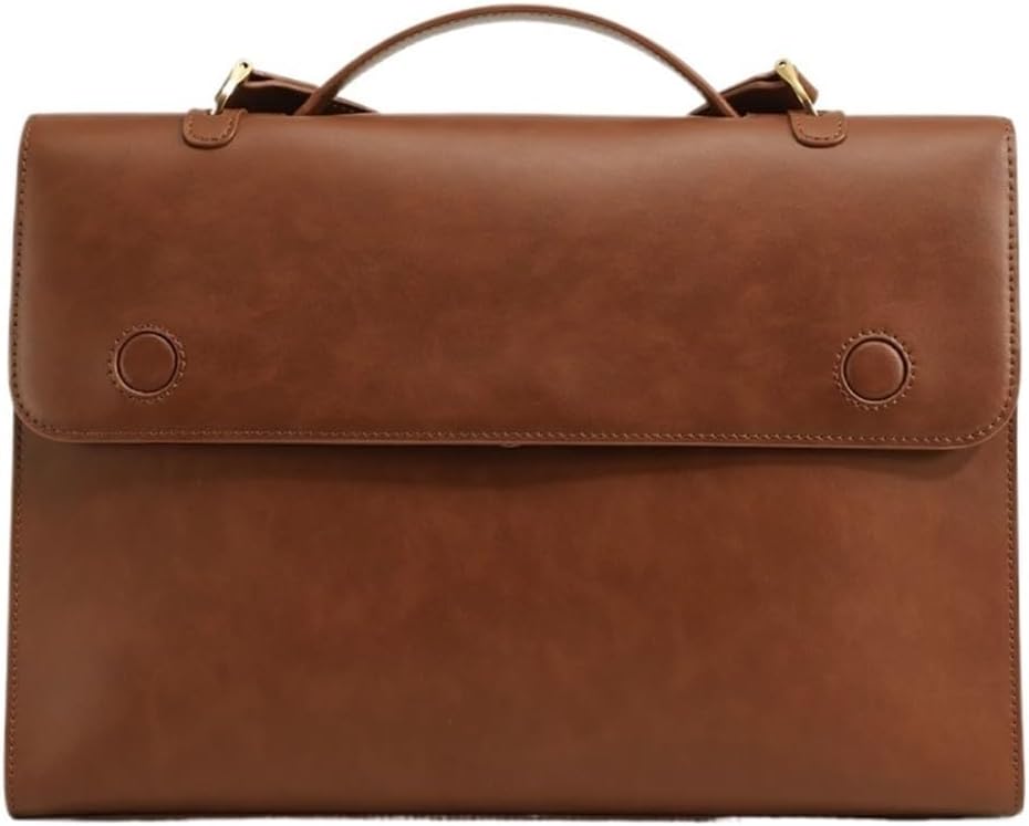 Vintage Luxury Briefcase, Commuter Large Capacity Handbag, Leather Crossbody Bag