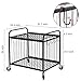 MyGift Lockable Ball Cart with Wheels, Heavy Duty Rolling Sports Ball Cage with 8 Accessory Hooks, Large Capacity Metal Black Volleyball Cart